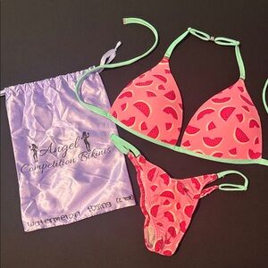 Angel Competition Bikinis Watermelon Print Posing Bikini